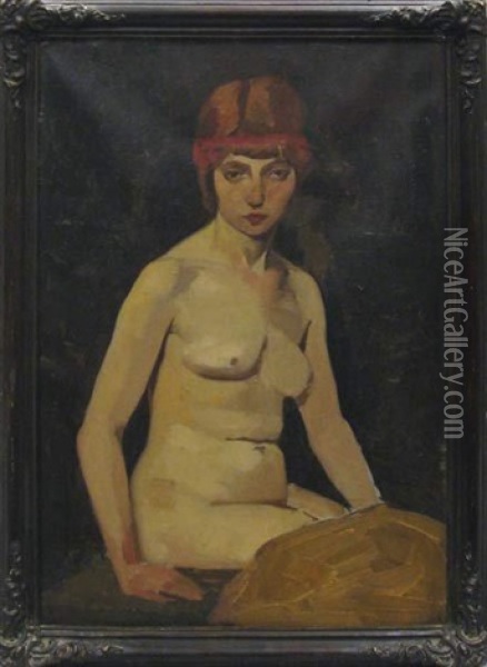 Nu Feminin Assis Oil Painting - Ernest Marneffe