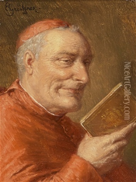 Kardinal Beim Lesen Oil Painting - Eduard von Gruetzner