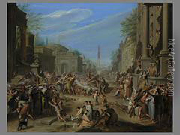 Der Tumult In Rom Nach Caesars Tod Oil Painting - Ignatius De Roore