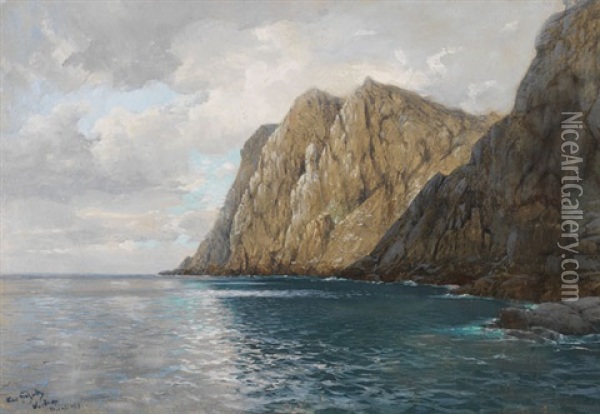 Nordkap Oil Painting - Hans (Johannes) Bohrdt