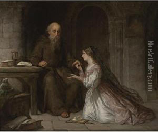 Juliet And The Friar Oil Painting - Sir Thomas Francis Dicksee