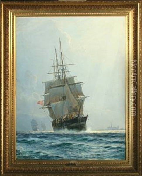 Frigates At Sea Oil Painting - Christian Ferdinand Andreas Molsted