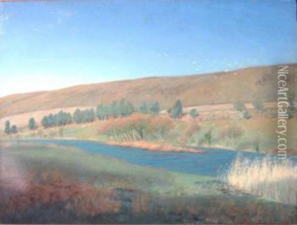 Dalziel, Neac,, 'landscape With River', Oil On Canvas, 71cm X 90cm,signed, Framed Oil Painting - Herbert Dalziel