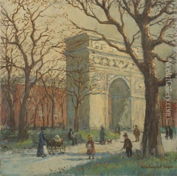Washington Square Park Oil Painting - Colin Campbell Cooper