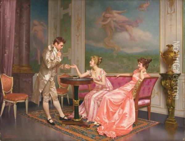 The Courtship Oil Painting - Vittorio Reggianini