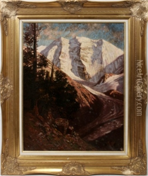 Mountain Scene Oil Painting - Bruno Hess