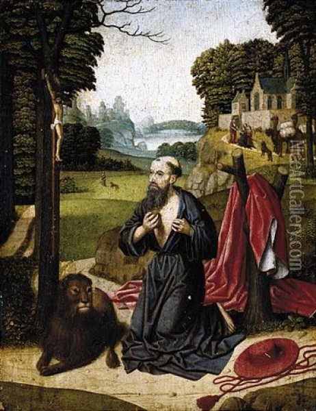 Saint Jerome In Penitence Oil Painting -  Master of the Legend of Saint Lucy