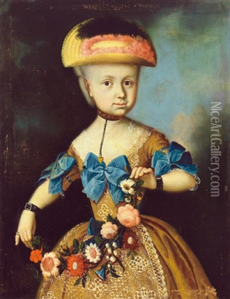 Portrait Der Augusta Sophie Johanna Walz Oil Painting - Georg Andreas Hoffmann