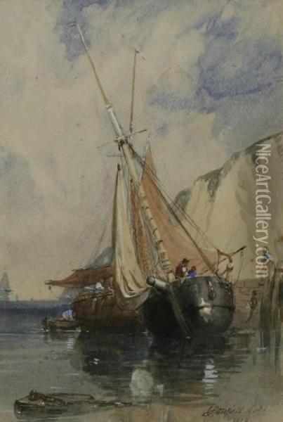 British Shipping Off The Coast Oil Painting - William Clarkson Stanfield