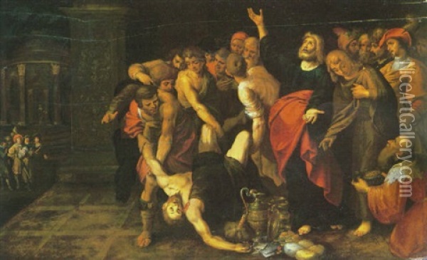 The Death Of Ananias Oil Painting - Hieronymus Francken the Elder