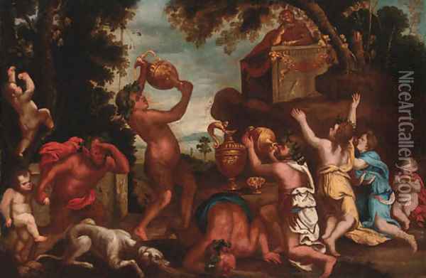 A bacchanalian revel Oil Painting - Venetian School