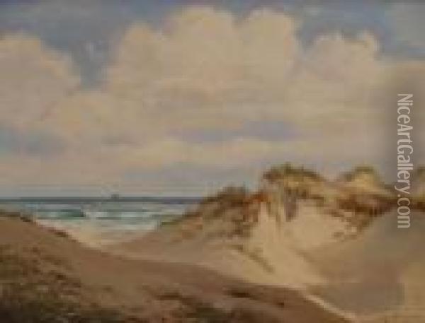 Cape Cod Dunes. Oil Painting - Chester K. Van Nortwick