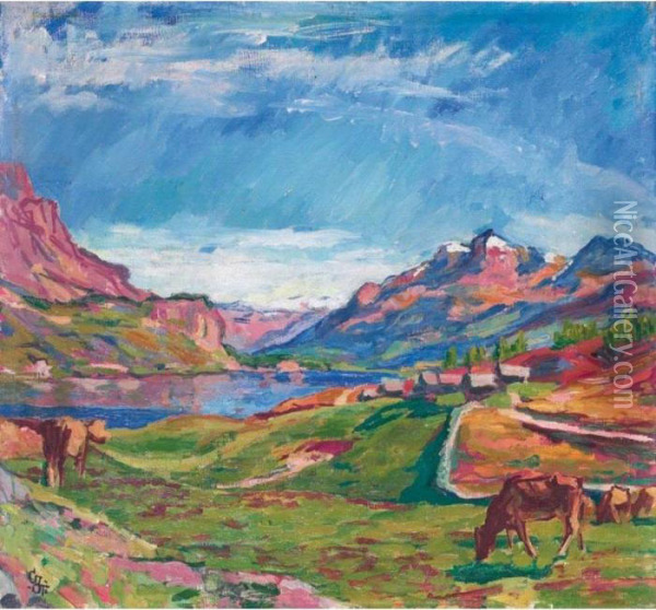 Blick Von Maloja Auf Den Silsersee Oil Painting - Giovanni Giacometti