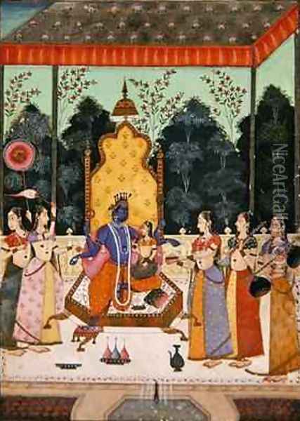 Vaikuntha Darshana 1710-15 Oil Painting - Lupha Murad and