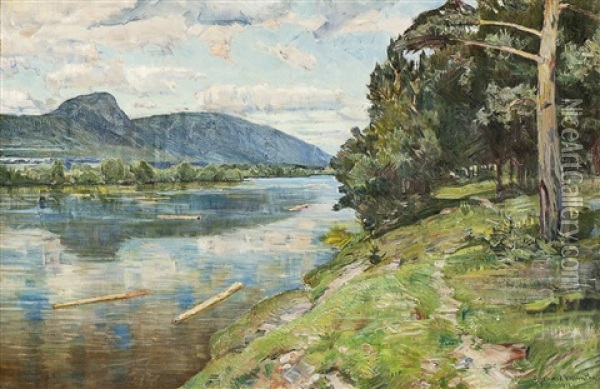 Elvelandskap, Osterdalen Oil Painting - Gerhard Peter Franz Vilhelm Munthe