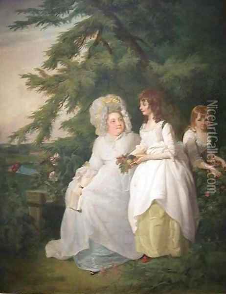 Mary Margaretta Wood and Two of Her Daughters Oil Painting - Francis Wheatley