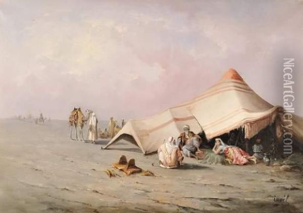 Halte Bedouine Dans Le Desert Oil Painting - Inoel