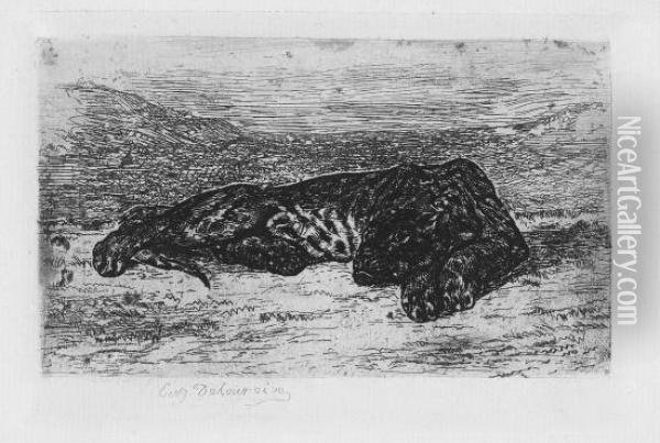 Tigre Couche Dans Le Desert Oil Painting - Eugene Delacroix