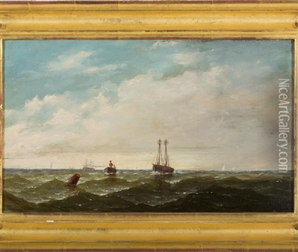 Harbor Scene Oil Painting - J.W. Stancliff