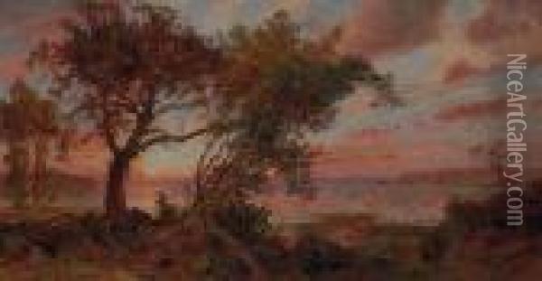 Sunset Oil Painting - Jasper Francis Cropsey