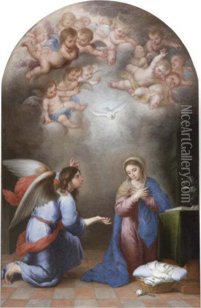 The Annunciation Oil Painting - Juan Simon Gutierrez