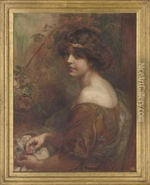 Portrait Of Violet Clayton Oil Painting - Henry John Stock
