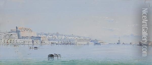 The Grand Harbour, Valletta Oil Painting - Vincenzo D Esposito