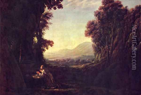 Landscape with Magdalena Oil Painting - Claude Lorrain (Gellee)