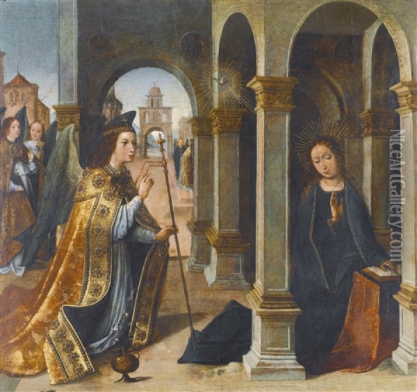 The Annunciation Oil Painting - Alejo Fernandez