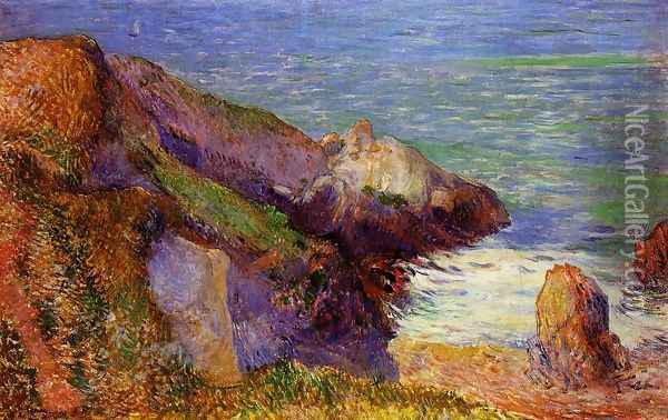 Rocks On The Breton Coast Oil Painting - Paul Gauguin