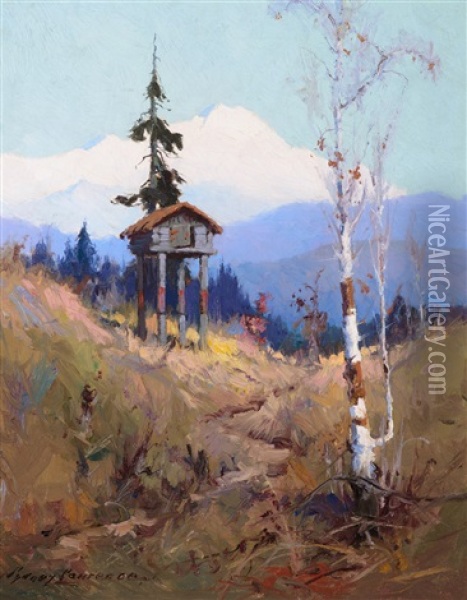 Cache With Mt. Mckinley Oil Painting - Sydney Mortimer Laurence
