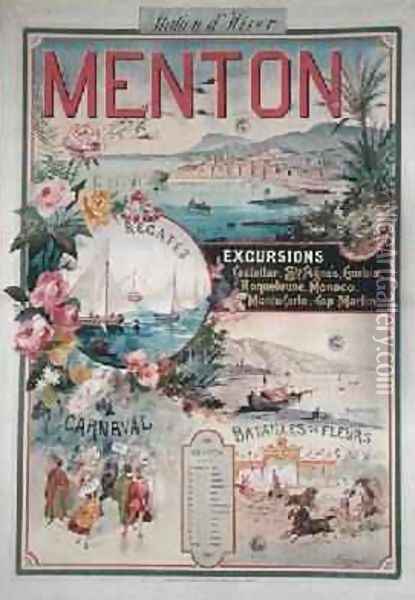 Poster advertising Menton as a Winter Resort Oil Painting - V. Nozeran