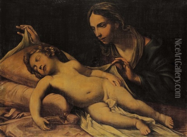 Madonna Con Bambino Oil Painting - Giovanni Battista Salvi (Il Sassoferrato)