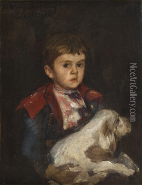 Portrait Of Boy Oil Painting - Ivan Franzewitch Ciaglinski