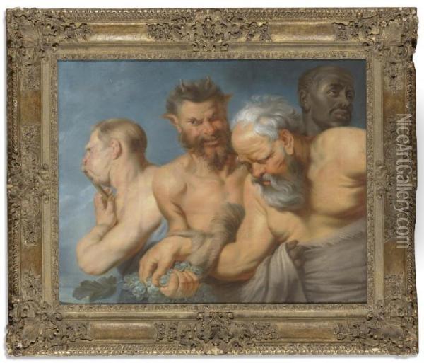 Silenus And Three Satyrs Oil Painting - Charles Howard Hodges