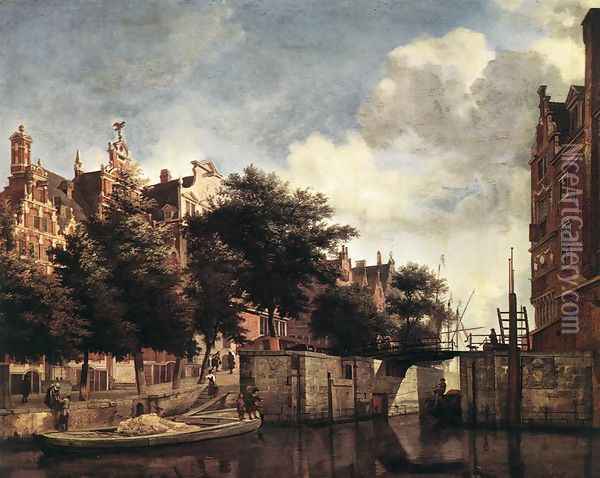 The Martelaarsgracht in Amsterdam c. 1670 Oil Painting - Jan Van Der Heyden