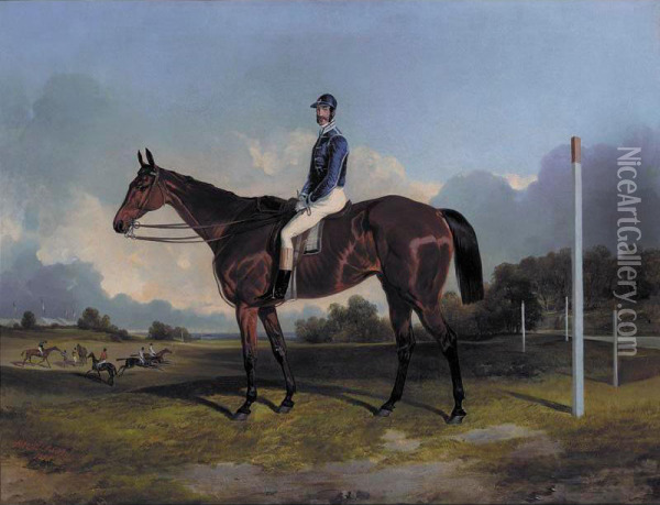 A Racehorse With Jockey Up Oil Painting - Fred Henderson