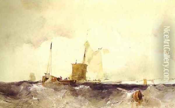 At The English Coast Oil Painting - Richard Parkes Bonington