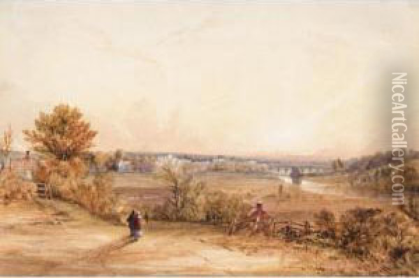 A View On The Tyne Oil Painting - Thomas Miles Richardson