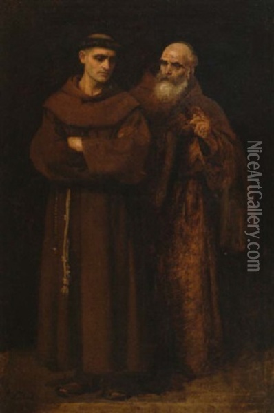 Zwei Franziskanermonche Oil Painting - Franz Seraph von Lenbach