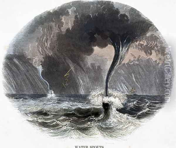 Water Spouts, from Phenomena of Nature, 1849 Oil Painting - Josiah Wood Whymper