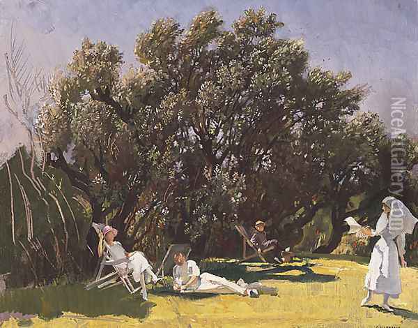 The garden at St Luke's Hospital Oil Painting - George Lambert