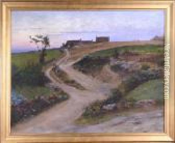 Motiv Fran Bretagne, Signerad Hagborg Oil Painting - August Wilhelm Nikolaus Hagborg