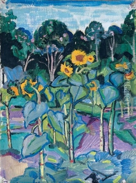 Sunflowers Oil Painting - Serguei Ivanovitch Lobanoff