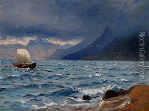 Pa Sognefjord Oil Painting - Hans Dahl