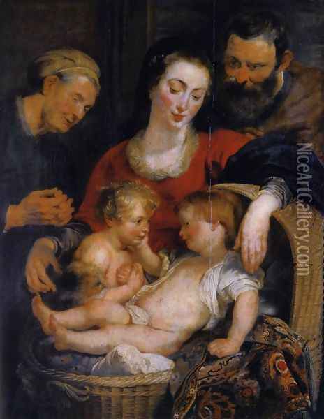 The Holy Family with St Elizabeth 1614-15 Oil Painting - Peter Paul Rubens