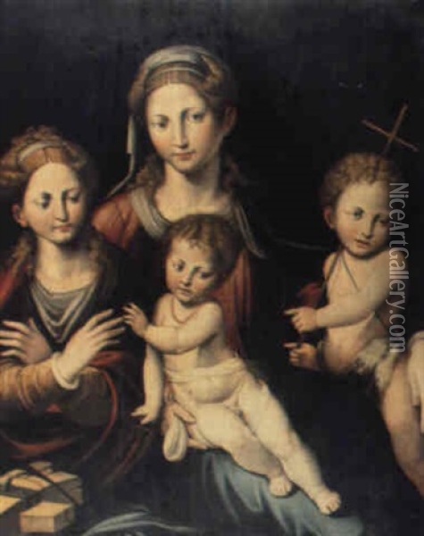 Madonna Col Bambino E I Santi Giovannino E Caterina D'alessandria Oil Painting - Bartolomeo Ramenghi