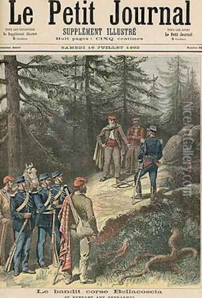 The Corsican Bandit Jacques Bellacoscia Surrendering to the Police from Le Petit Journal 16th July 1892 Oil Painting - Henri Meyer