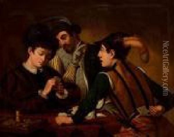 Les Tricheurs Oil Painting - Michelangelo Merisi Da Caravaggio