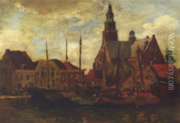 View Of The Groote Kerk, Maassluis Oil Painting - Charles Dankmeijer